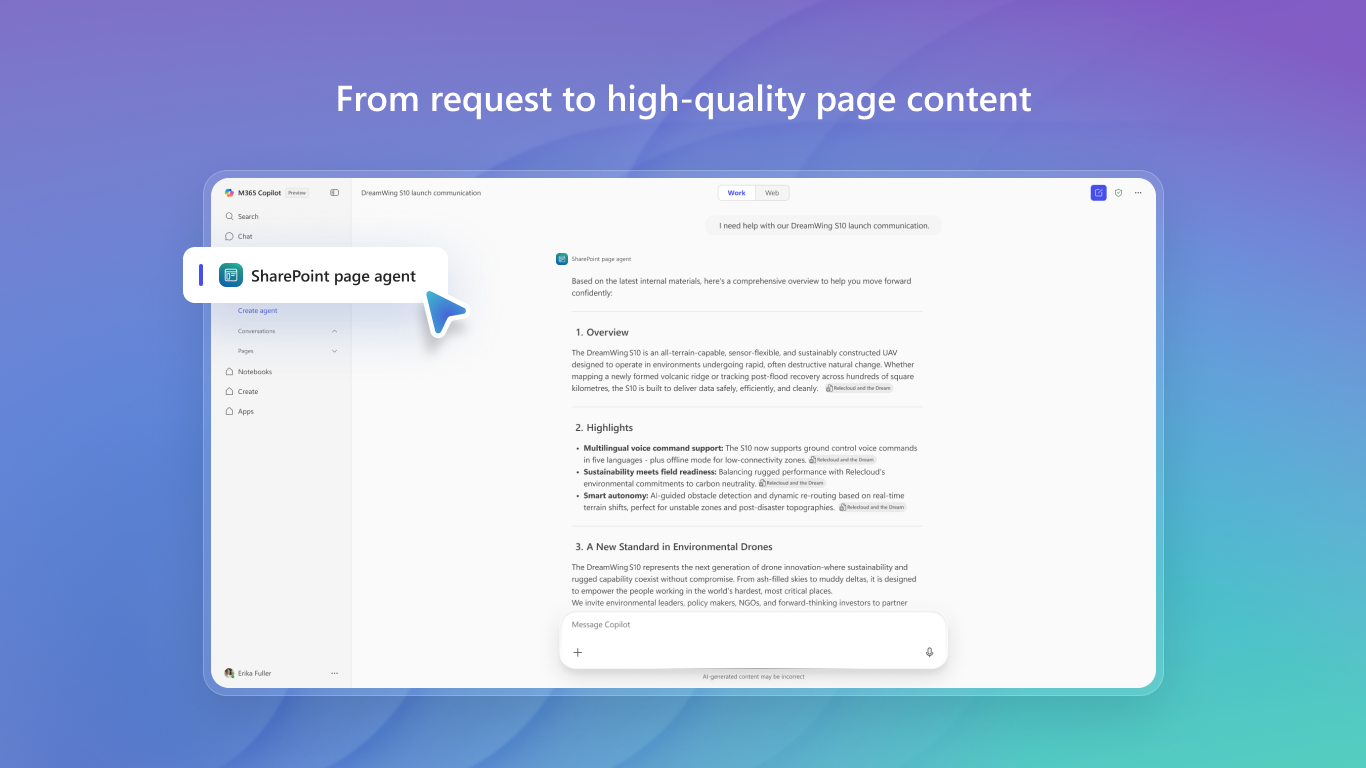 SharePoint page agent preview 1