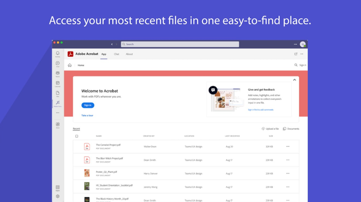 Adobe Acrobat for Microsoft Teams, Outlook, and Copilot preview 2
