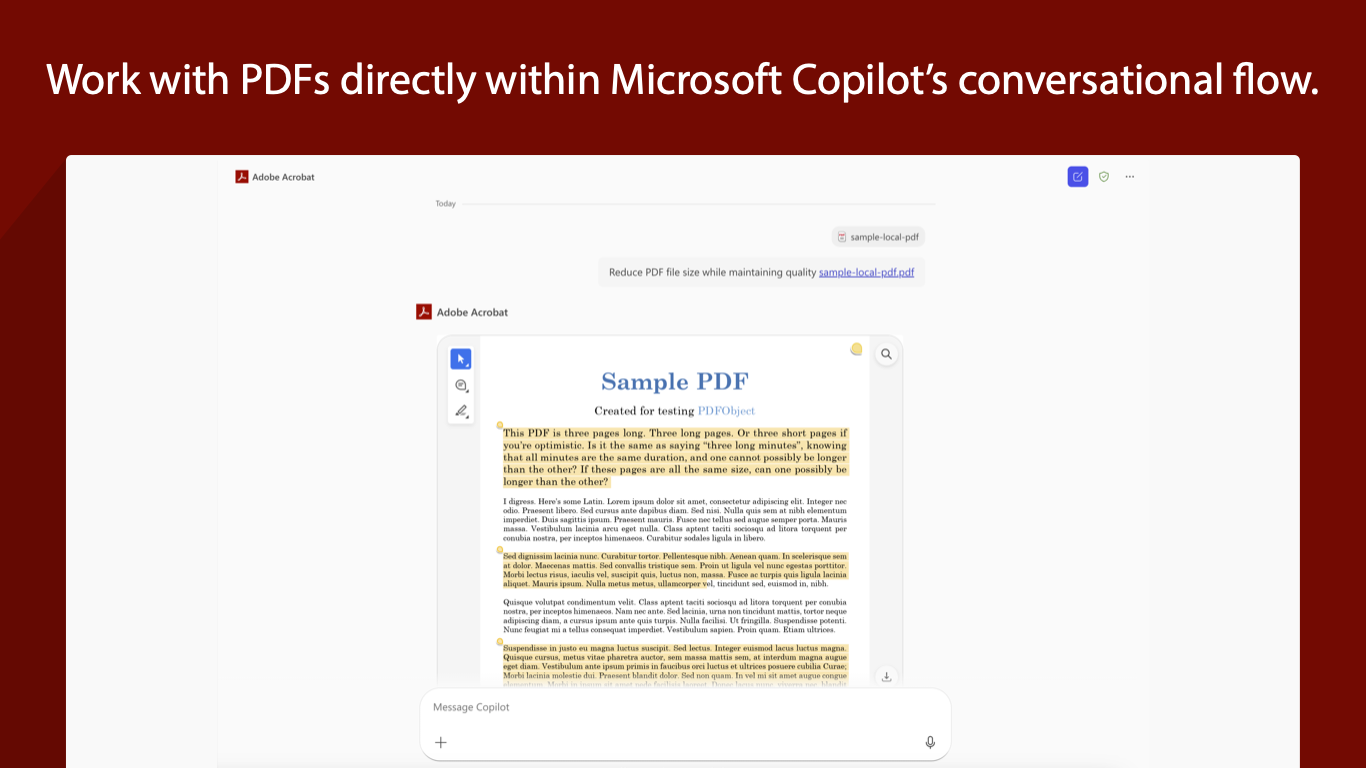 Adobe Acrobat for Microsoft Teams, Outlook, and Copilot preview 5