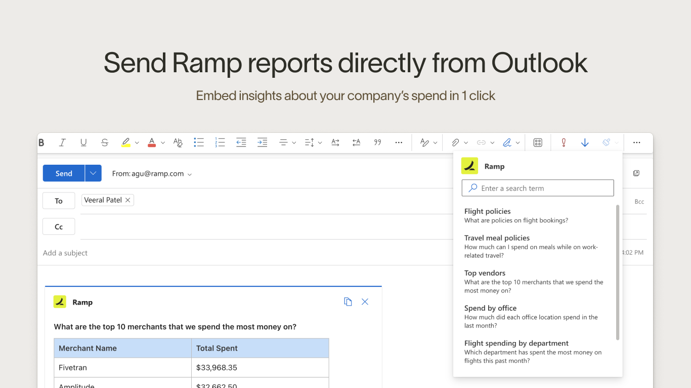 Ramp for Teams and Outlook preview 3