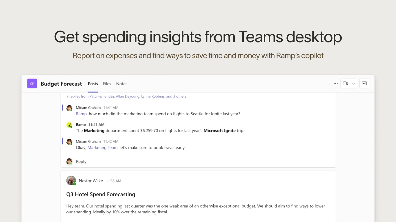 Ramp for Teams and Outlook preview 2