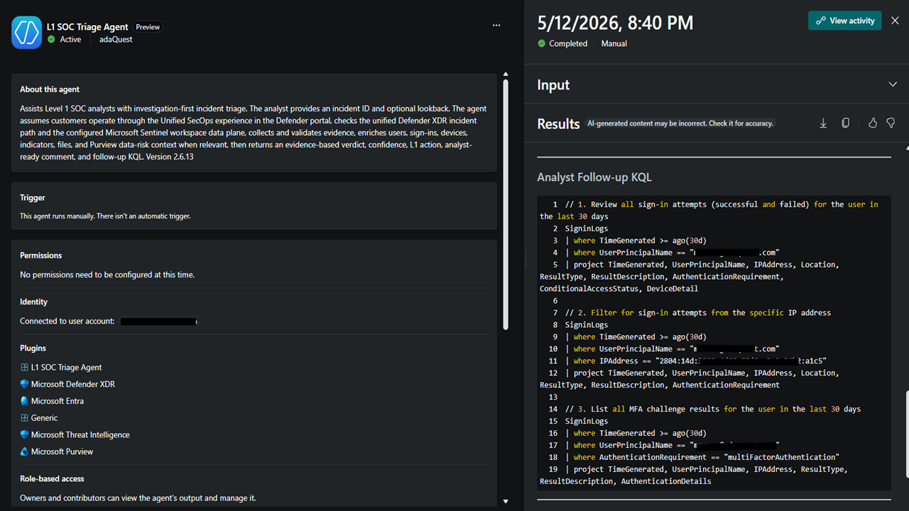 L1 SOC Triage Agent preview 2