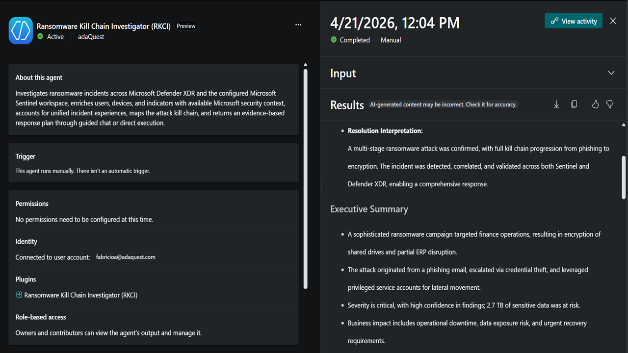 Ransomware Kill Chain Investigator Agent preview 1