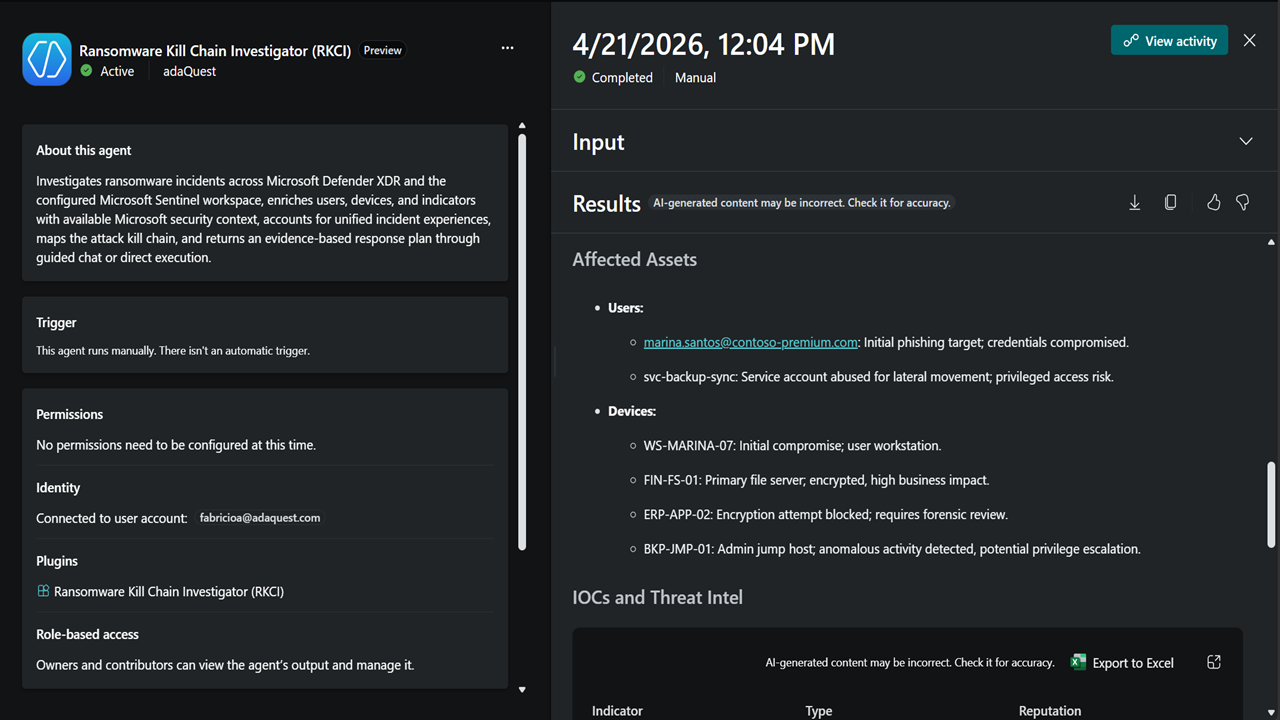 Ransomware Kill Chain Investigator Agent preview 3