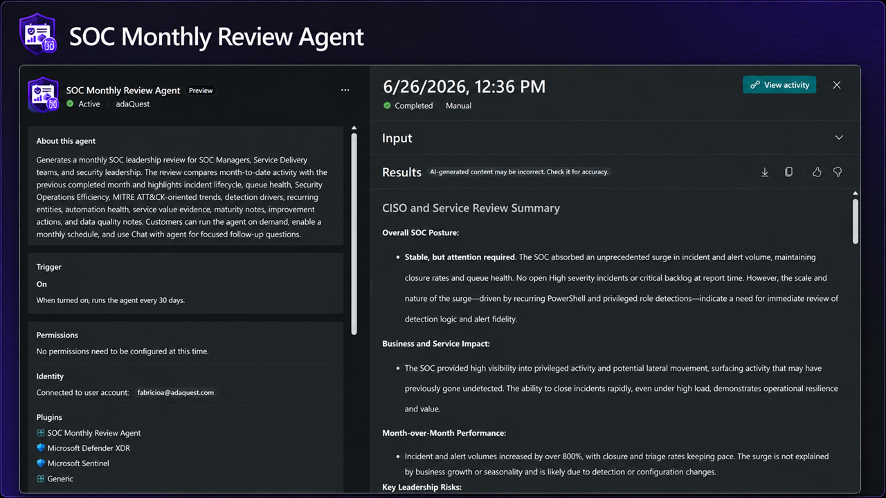 SOC Monthly Review Agent preview 4