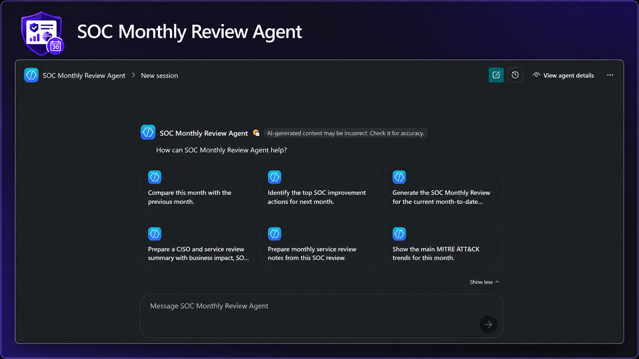 SOC Monthly Review Agent preview 5