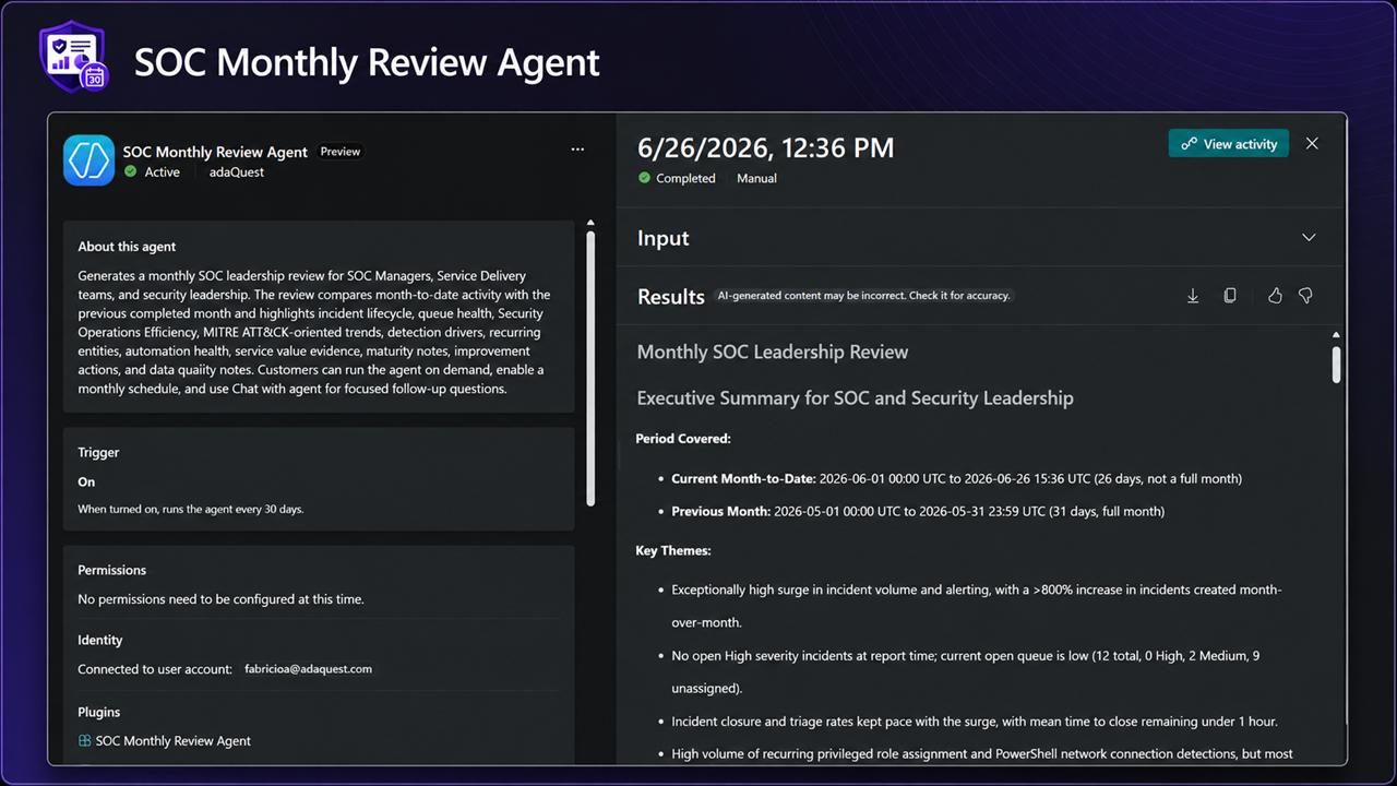 SOC Monthly Review Agent preview 1