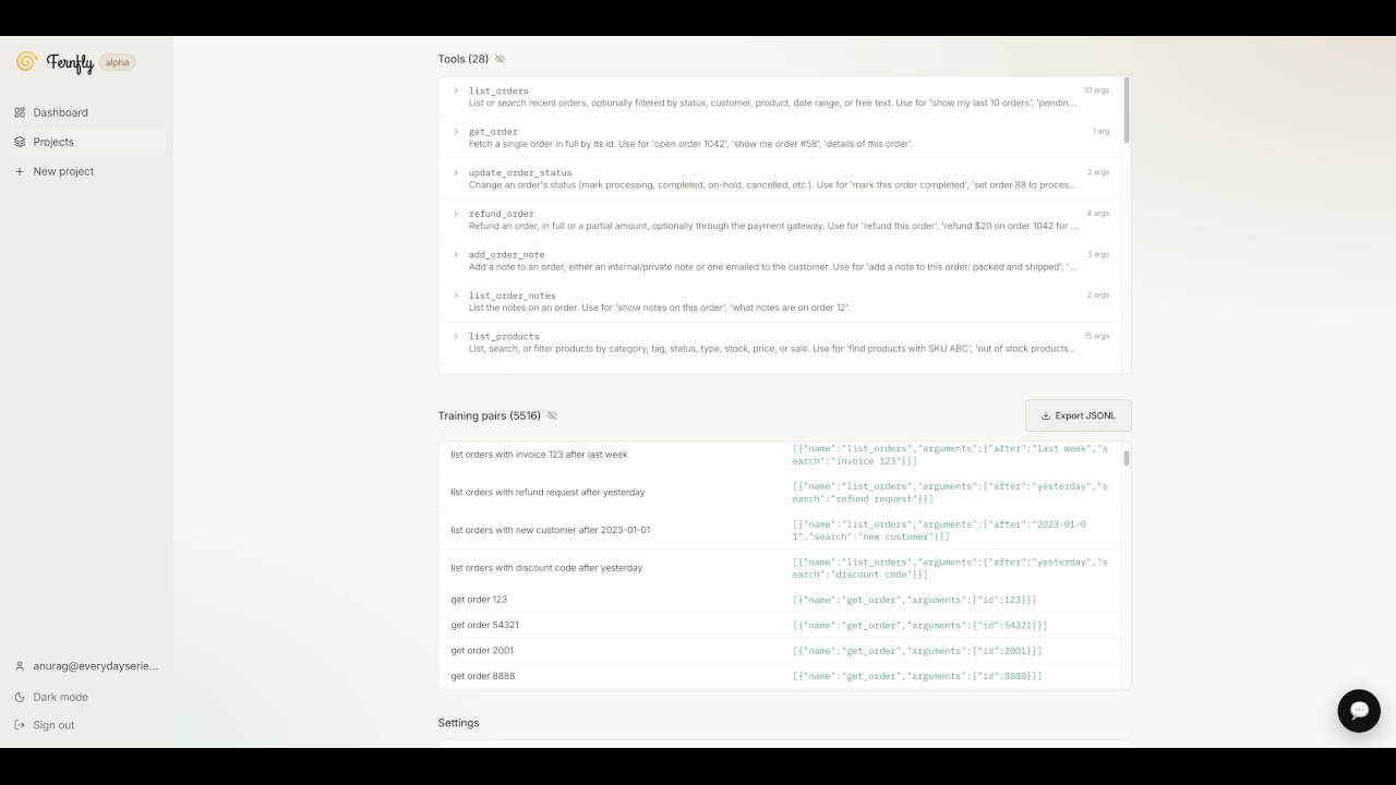 Fernfly: Natural Language to API Actions preview 3