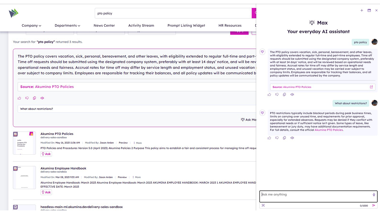 Akumina Digital Workplace AI Experience Manager preview 1