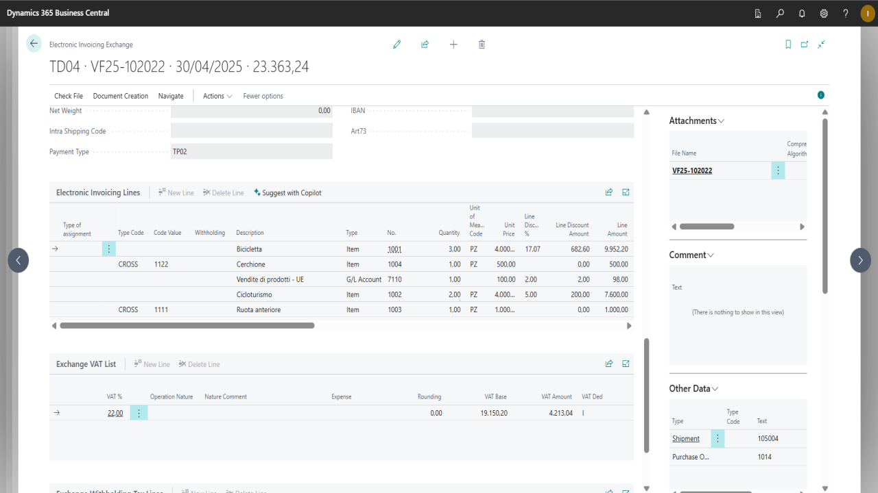 Electronic Invoicing for Italy with Copilot preview 1