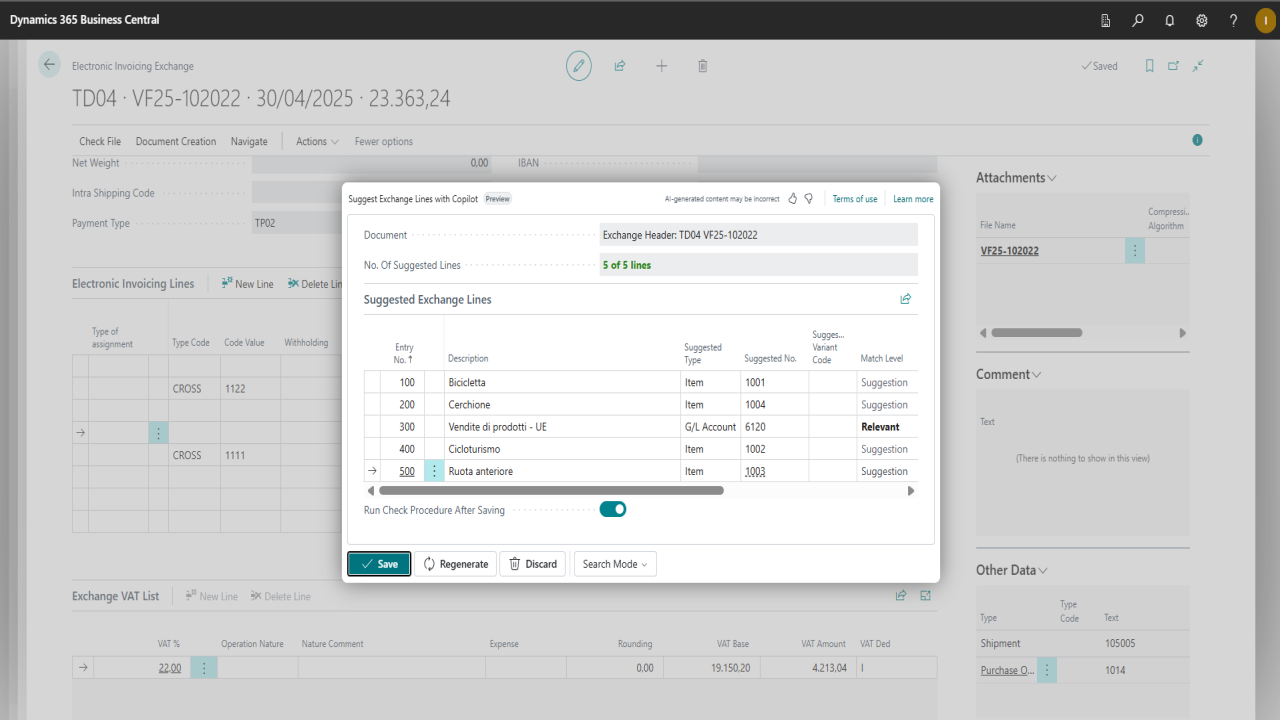 Electronic Invoicing for Italy with Copilot preview 2