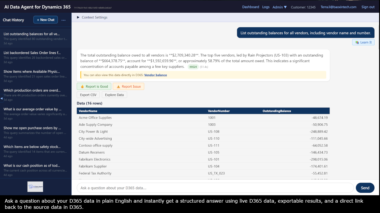 Data Agent for Dynamics 365 preview 2