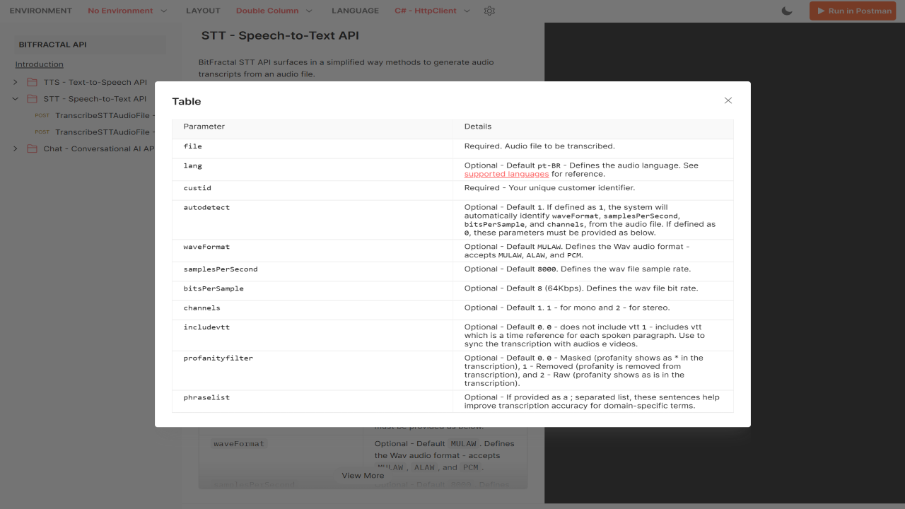 BitFractal Transcriber Speech to Text (STT) API preview 2