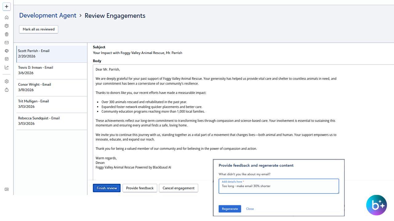 Blackbaud Development Agent preview 1