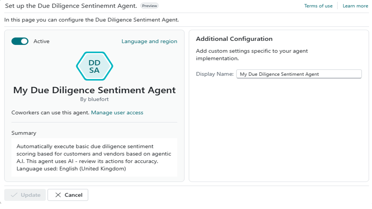 Due Diligence Sentiment Agent preview 1