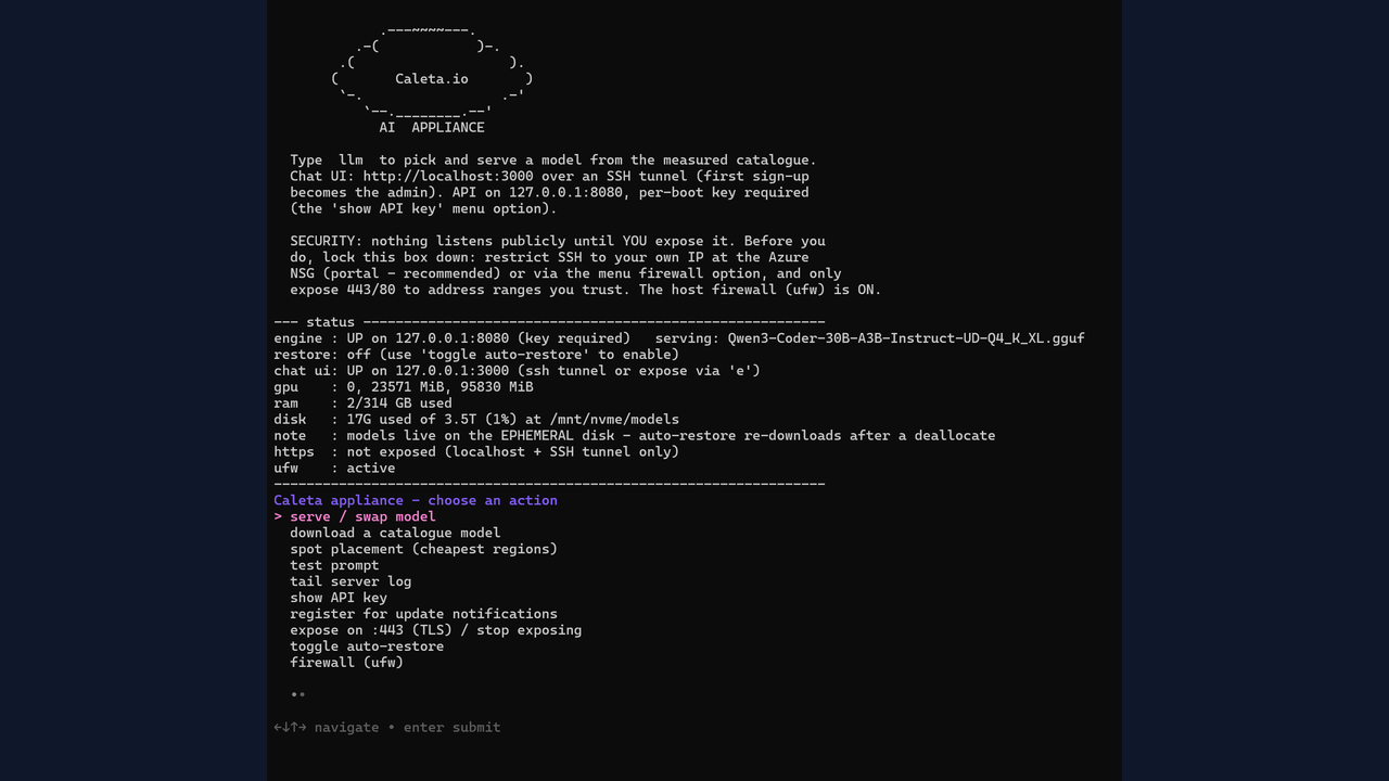 Caleta Private AI Appliance preview 1
