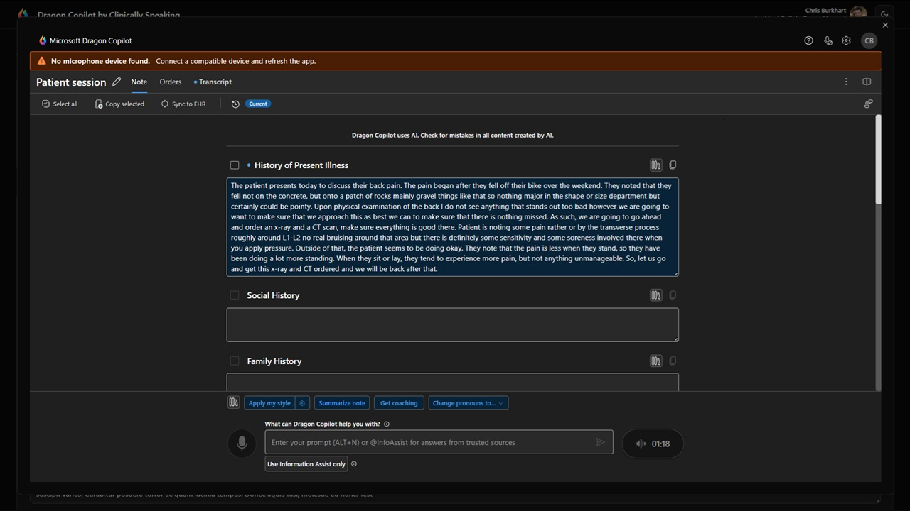 Dragon Copilot by Clinically Speaking preview 4
