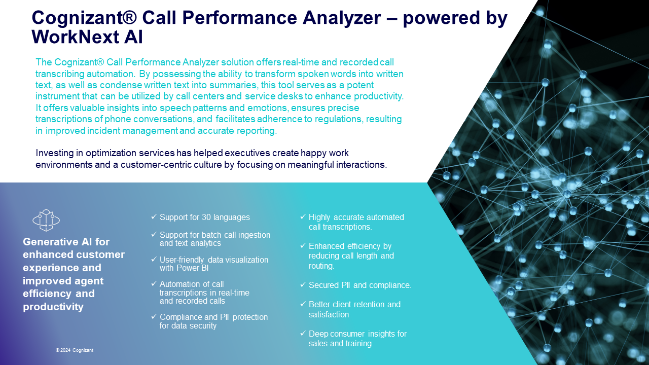 Cognizant Call Performance Analyzer - powered by WorkNext AI preview 1