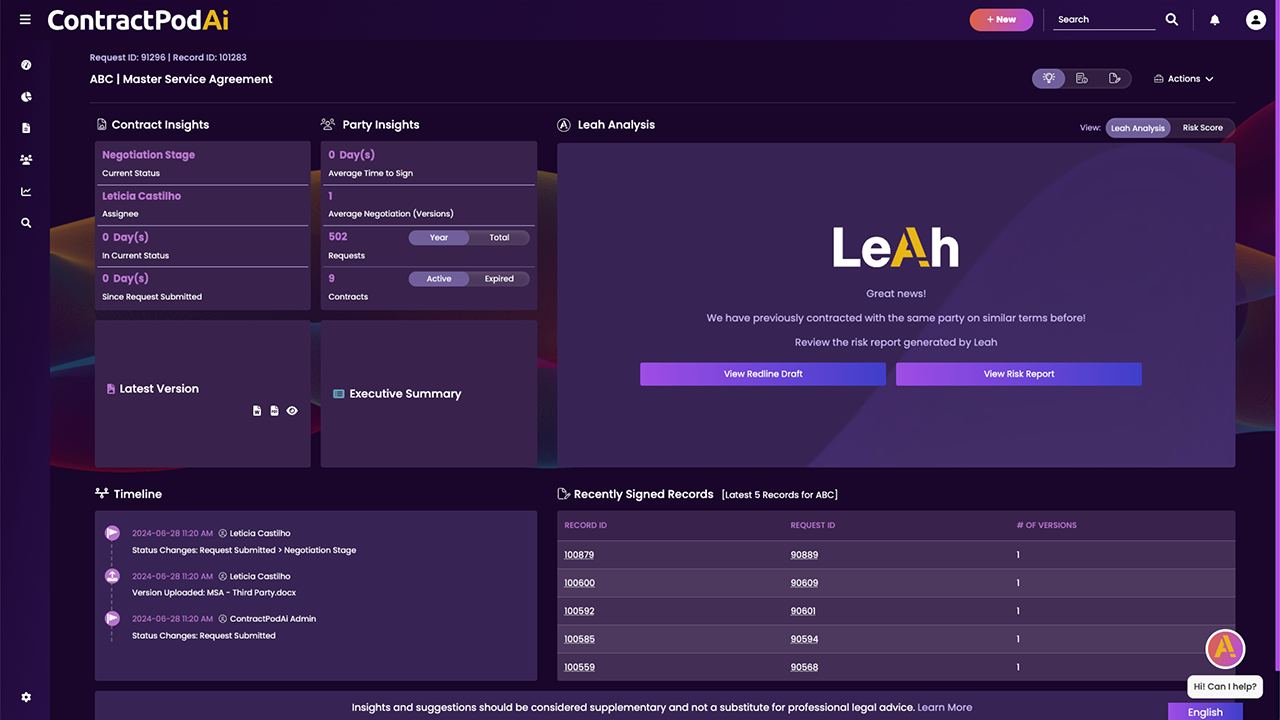 Leah, formerly ContractPodAi preview 4
