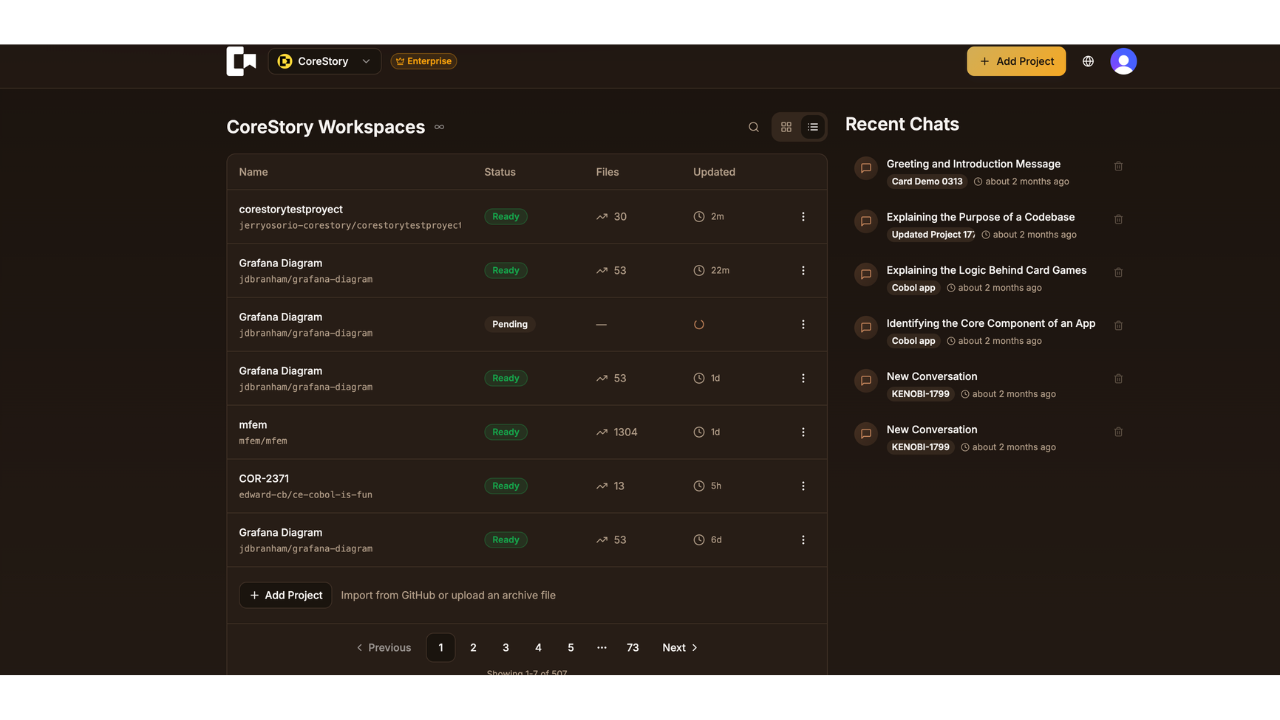 CoreStory Platform preview 3