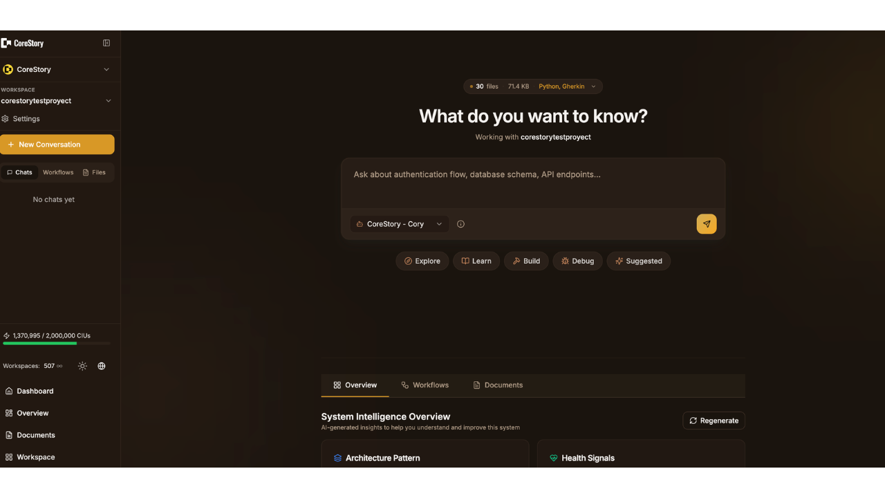 CoreStory Platform preview 4