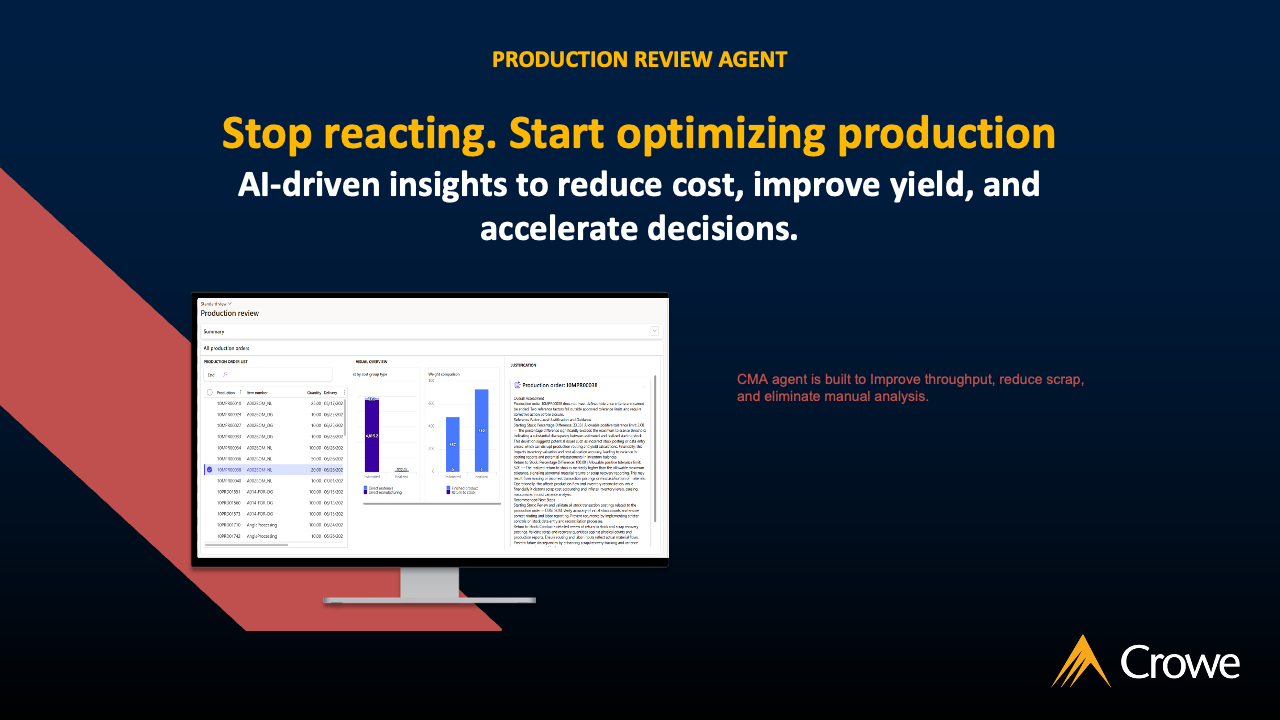Crowe Materials Production Review Agent preview 1