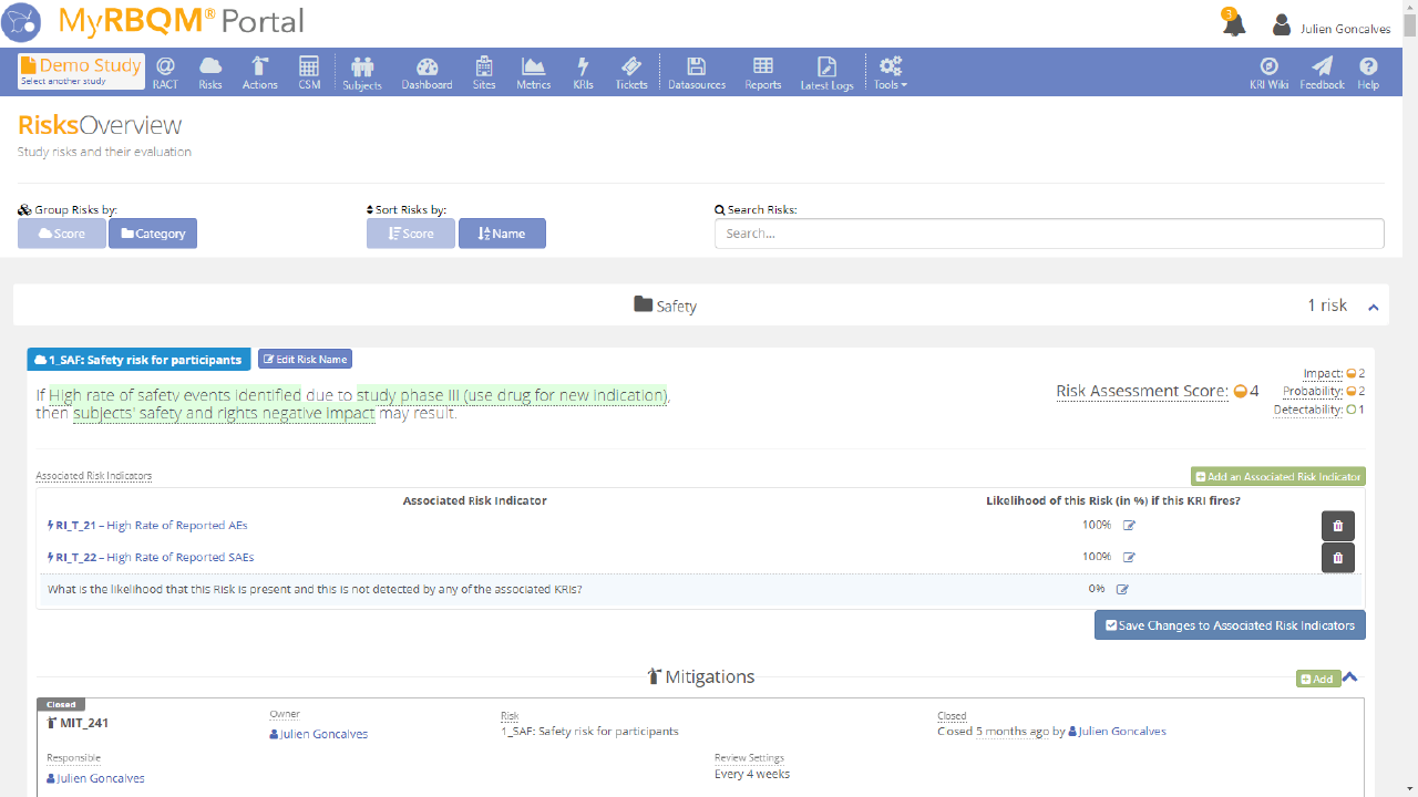 MyRBQM Portal - Clinical Trial Risk Management preview 3