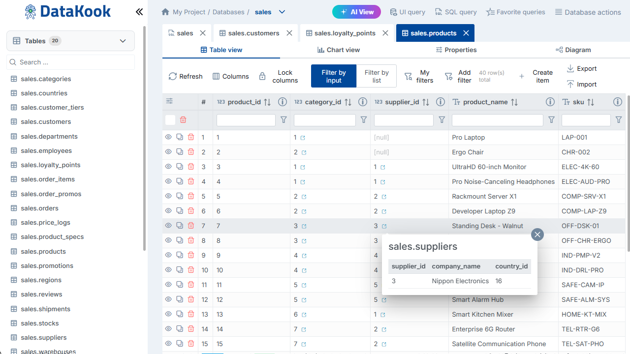 DataKook – Database Web Interface, REST API Builder & AI-Powered Data Access preview 2