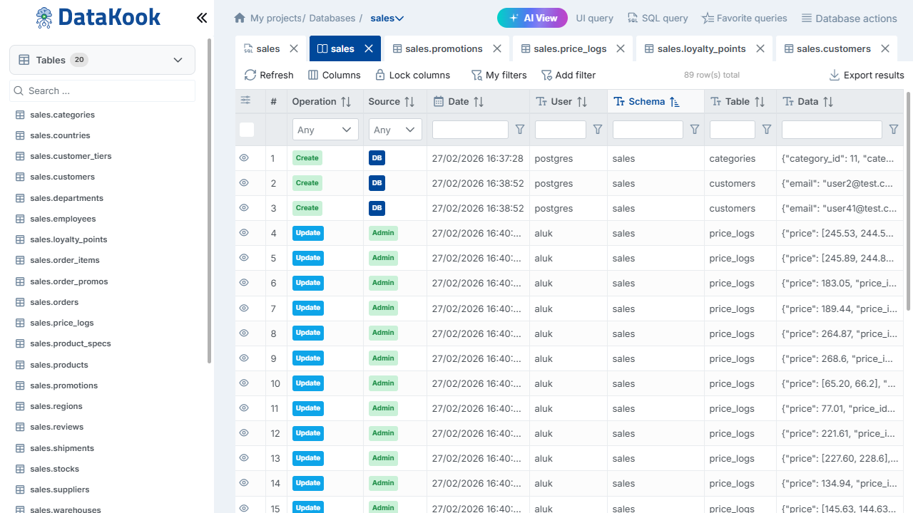 DataKook – Database Web Interface, REST API Builder & AI-Powered Data Access preview 5
