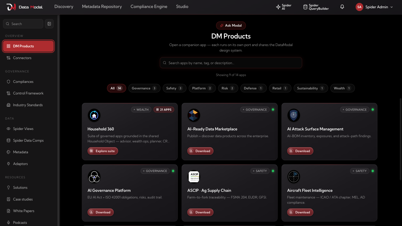 DataModal Spider Platform preview 2