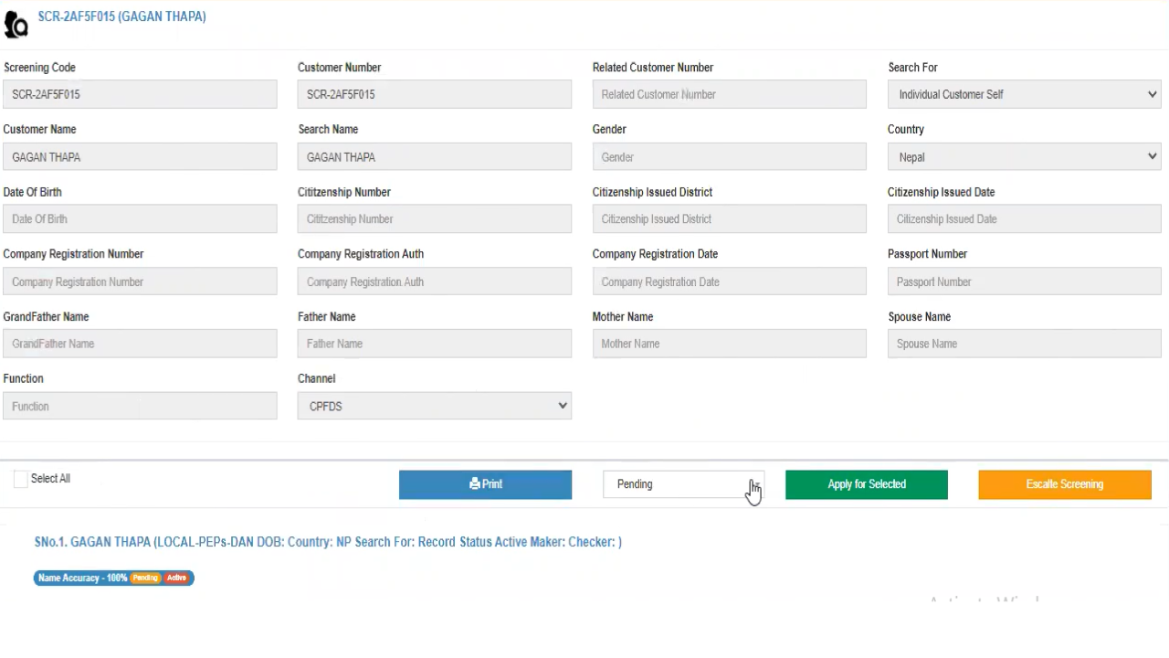 Customer Screening Solution preview 1