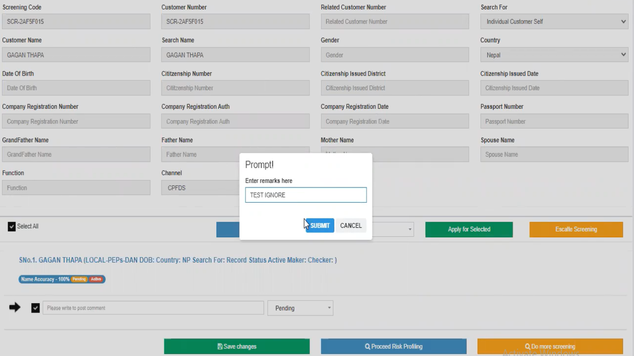 Customer Screening Solution preview 2