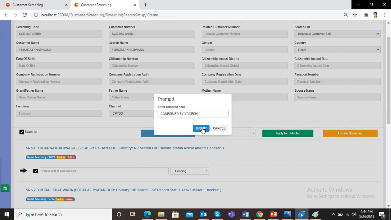 Customer Screening Solution preview 3
