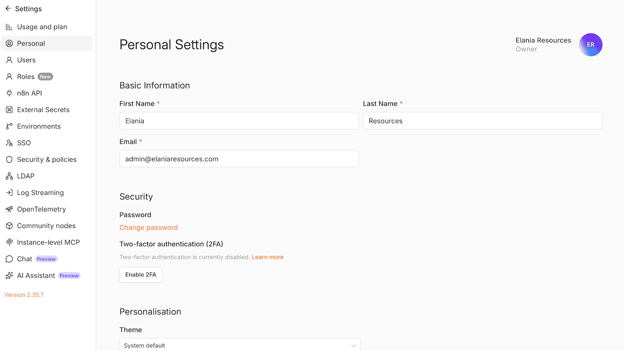 n8n 2.35.7 on Ubuntu 26.04 LTS preview 5