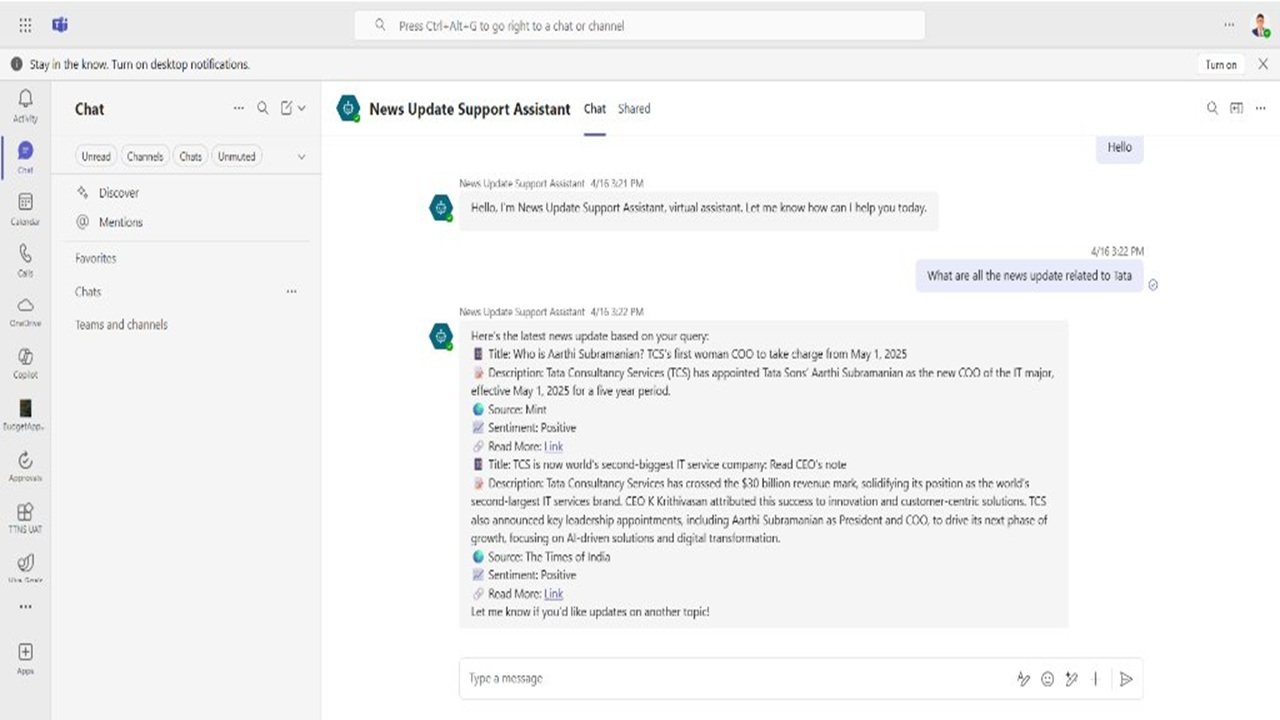 News Update Support Assistant preview 3