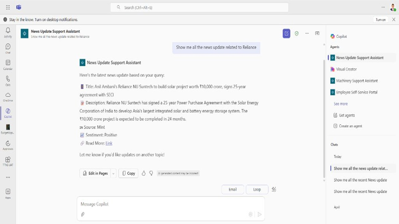 News Update Support Assistant preview 1