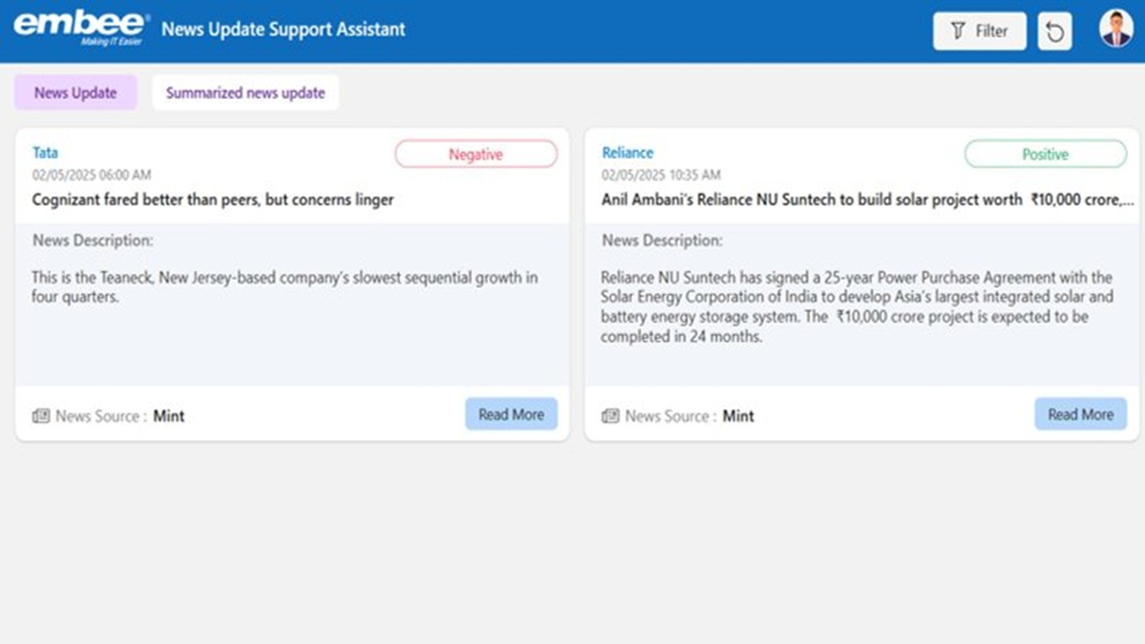 News Update Support Assistant preview 2