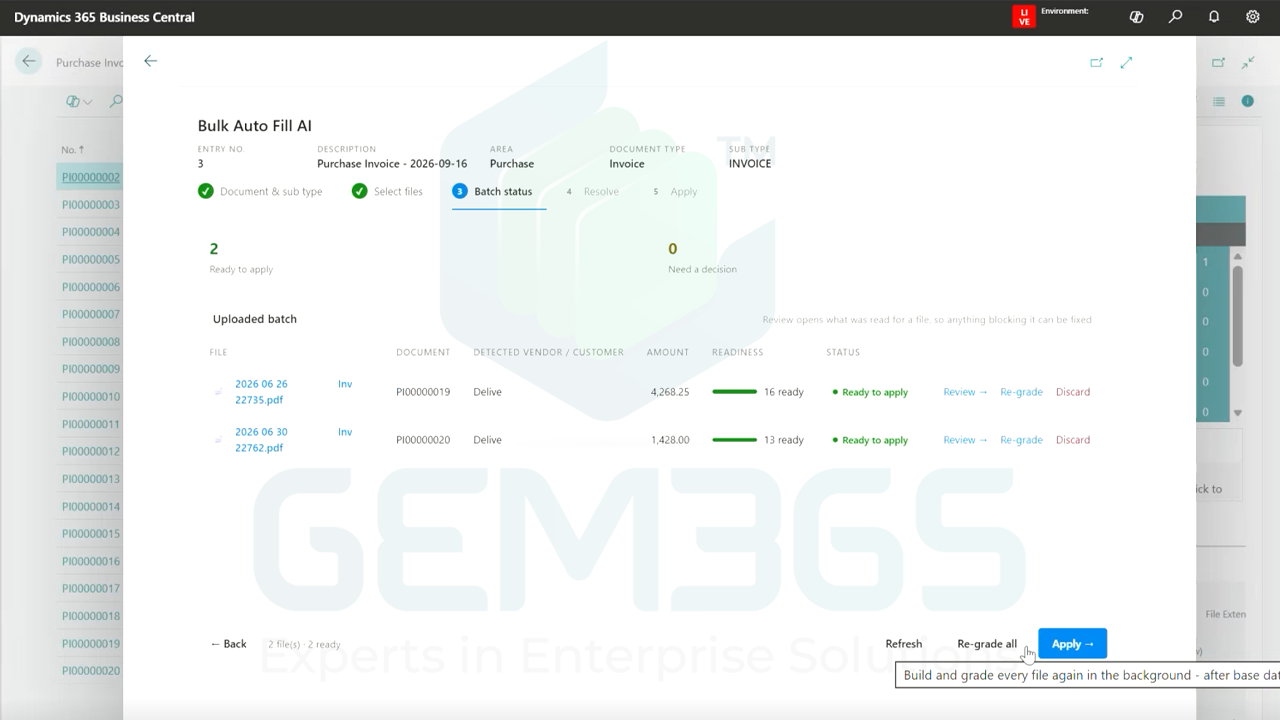 GEM365 AI Auto-filler & Auditor for Dynamics 365 Business Central screenshot 4