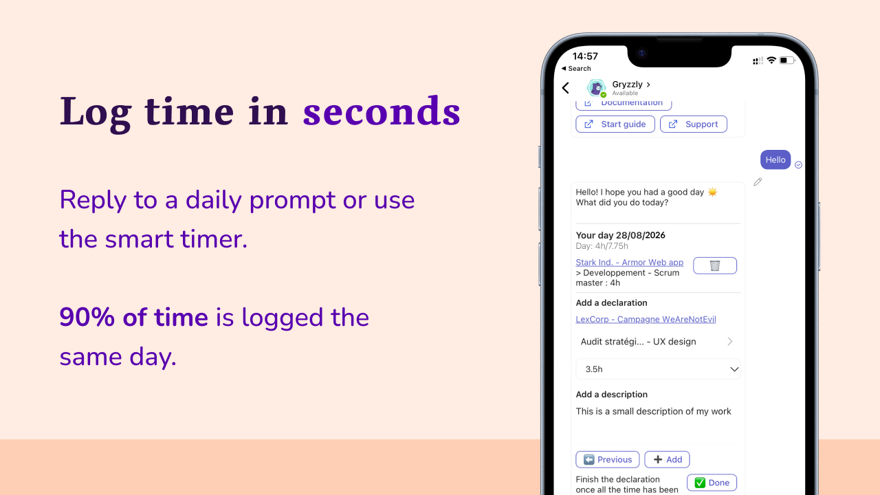 Gryzzly - Project Time and budget tracking preview 2
