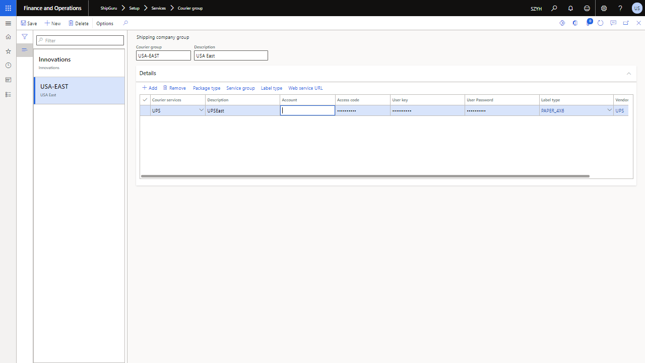 ShipGuru Courier Groups Management in Dynamics 365FO