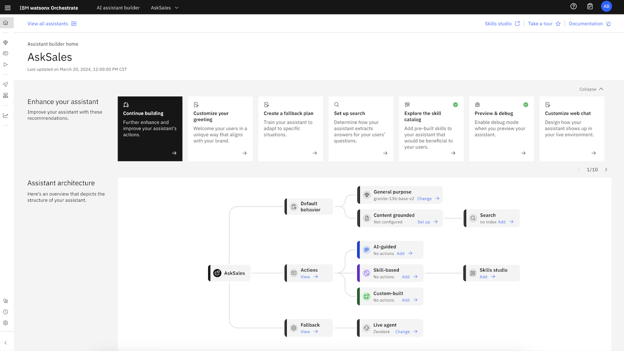 IBM watsonx Orchestrate (client managed software) preview 1