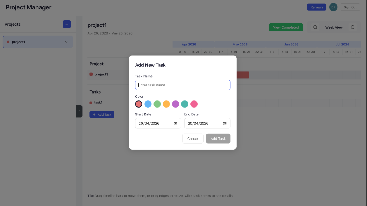 Project Planner preview 2