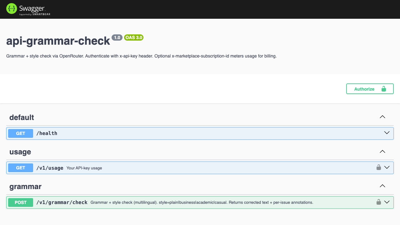 Grammar Checker API preview 1