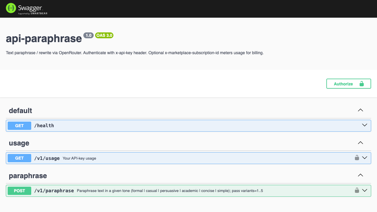 Paraphraser API preview 1