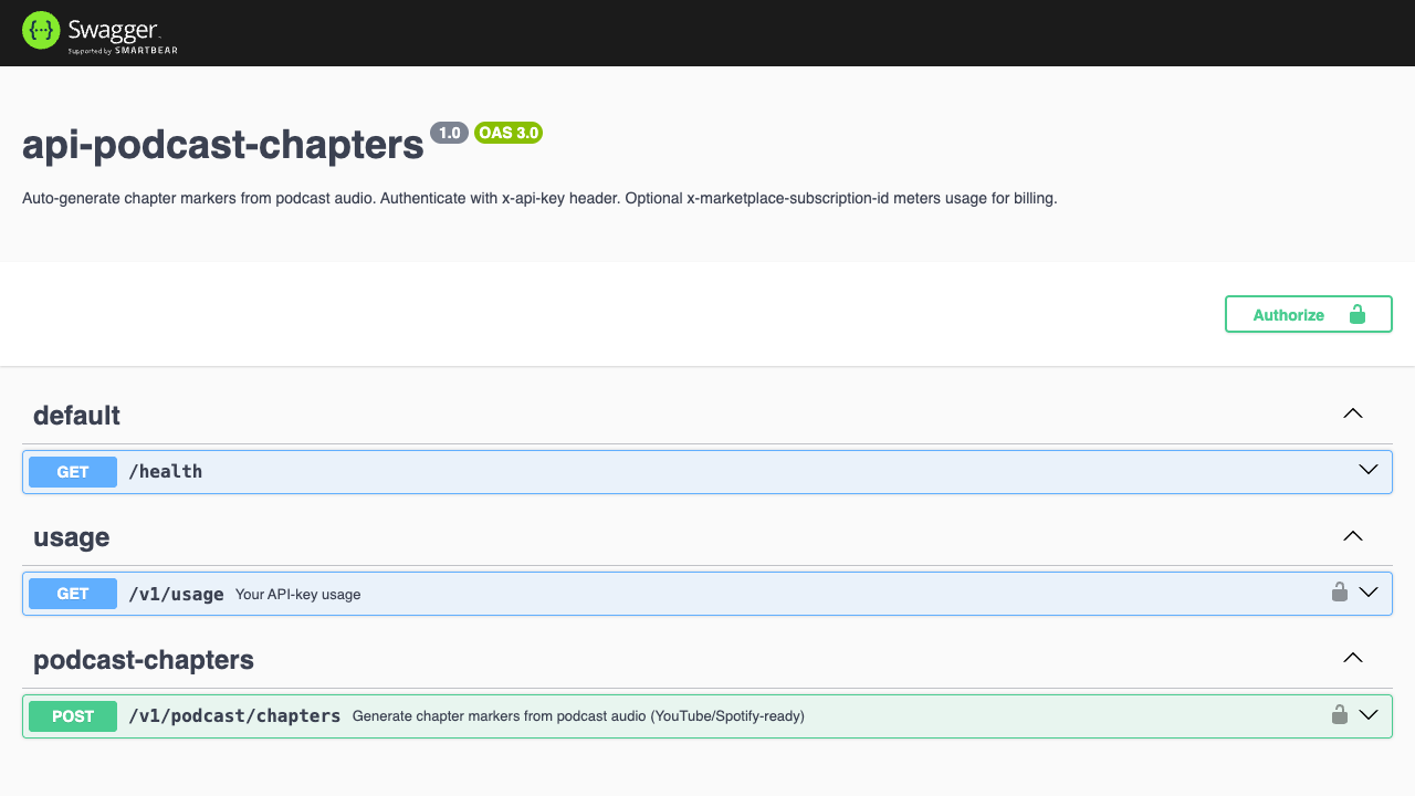 Podcast Chapter Generator API preview 1