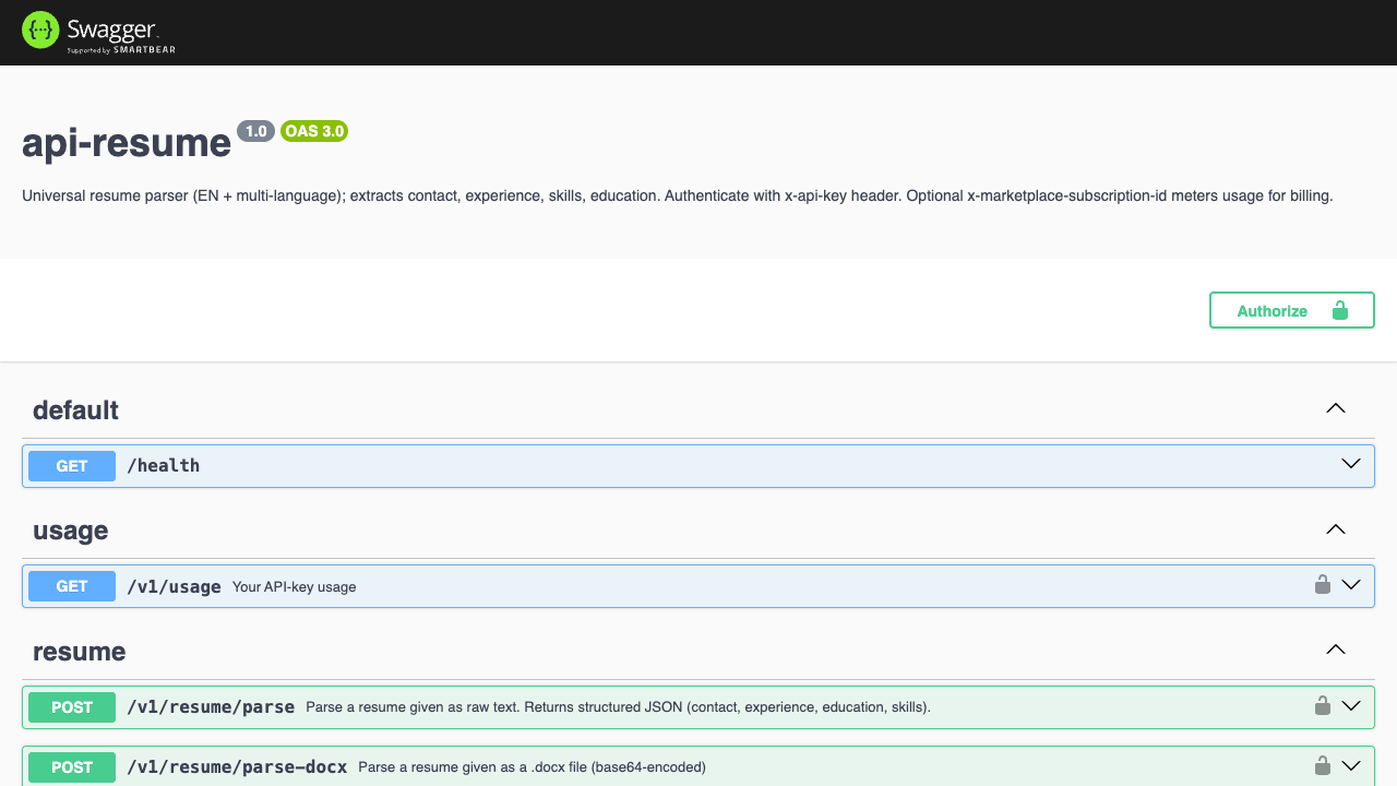 Resume Parser API preview 1