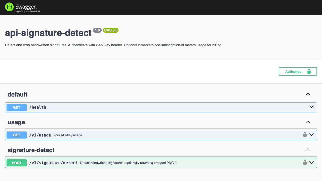 Signature Detection API preview 1