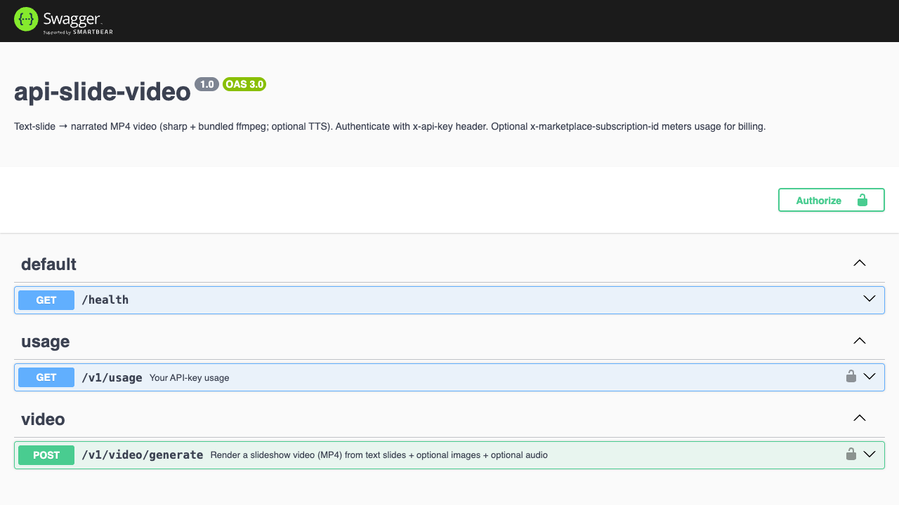 Slide Video Generator API preview 1