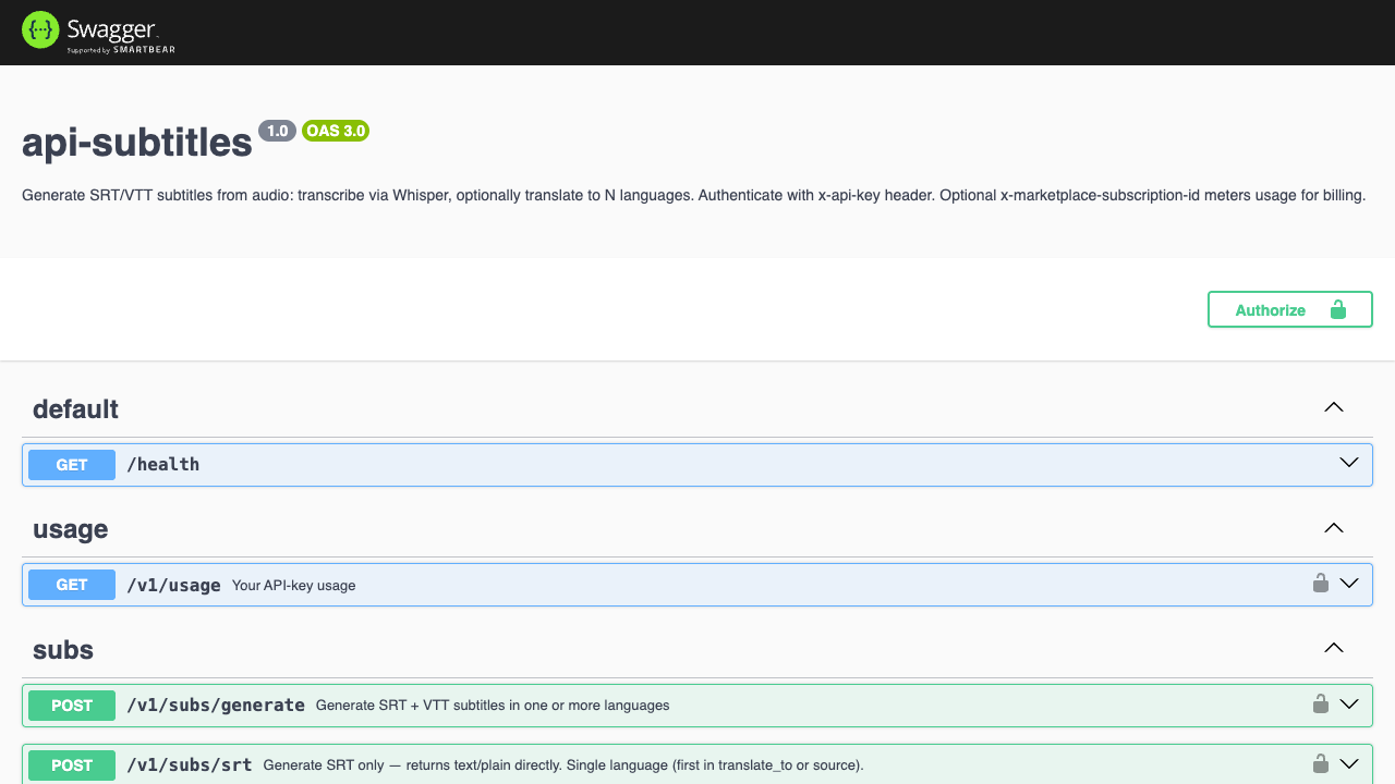 Subtitle Generator API preview 1