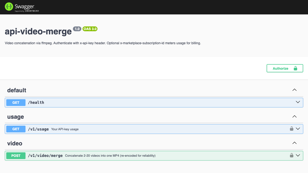 Video Merge API preview 1